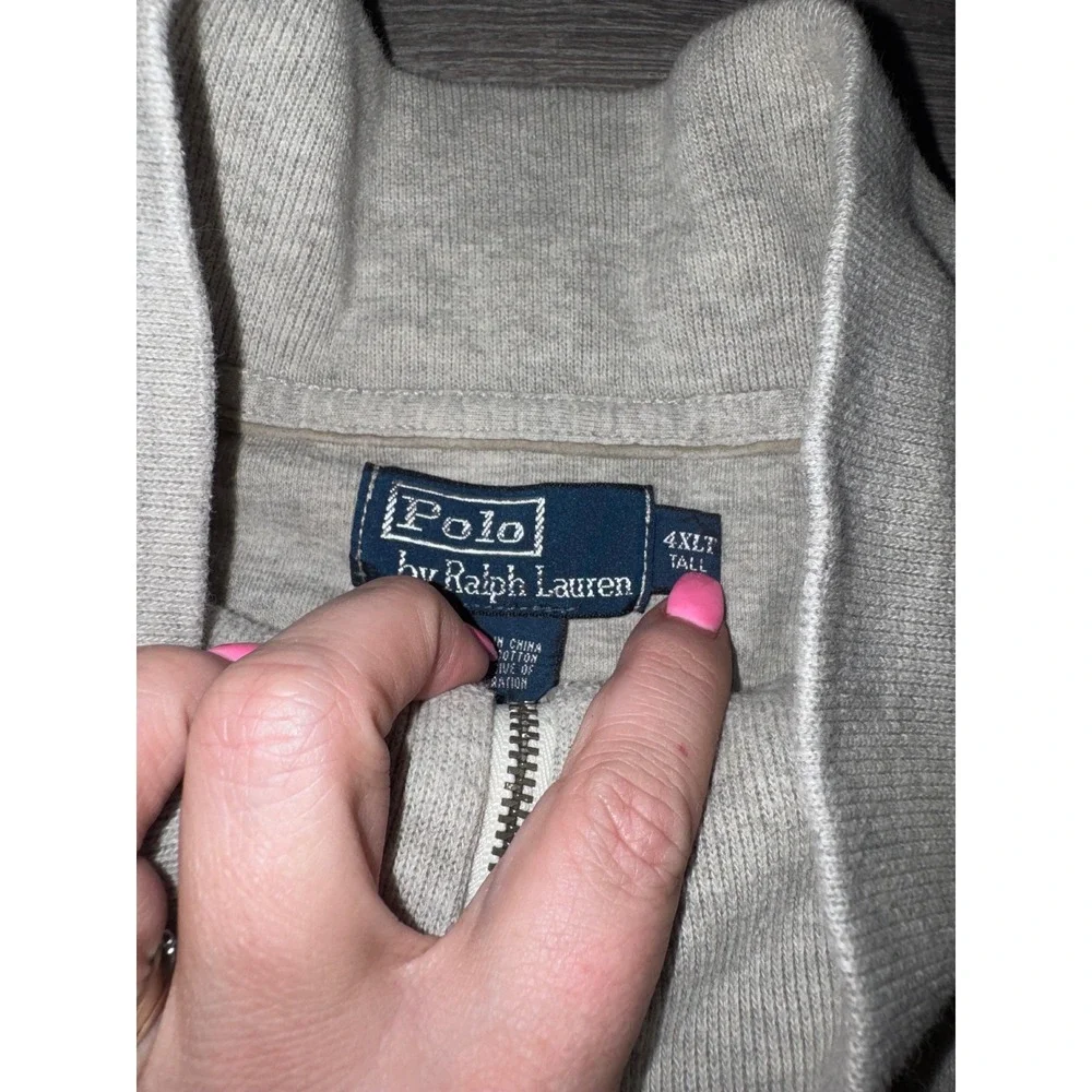 Polo Ralph Lauren Mens 4XLT Heather Gray Quarter‎ Zip Pullover Pony Logo Tall